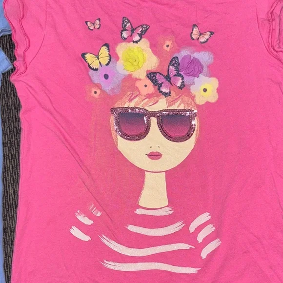 2 Shirts! Cat & Jack Blue shirt 6x size and Sonoma Pink Graphic Tee 7. - Picture 5 of 11